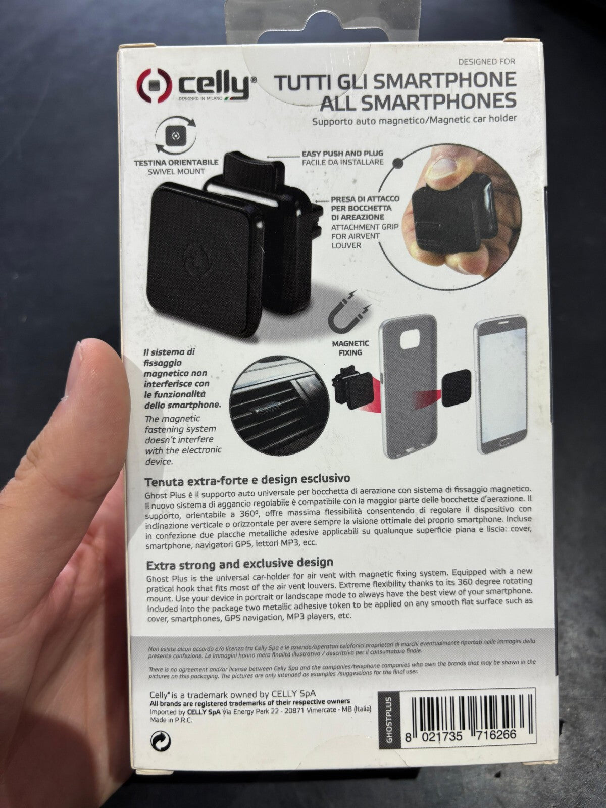 celly ghost plus supporto auto magnetico/magnetic car holder