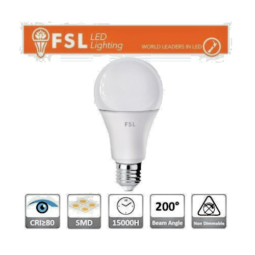 Lampadina opaca FSL - E27 - LED 12W/79W  1050lm - Luce calda 3000k - 15.000 ore