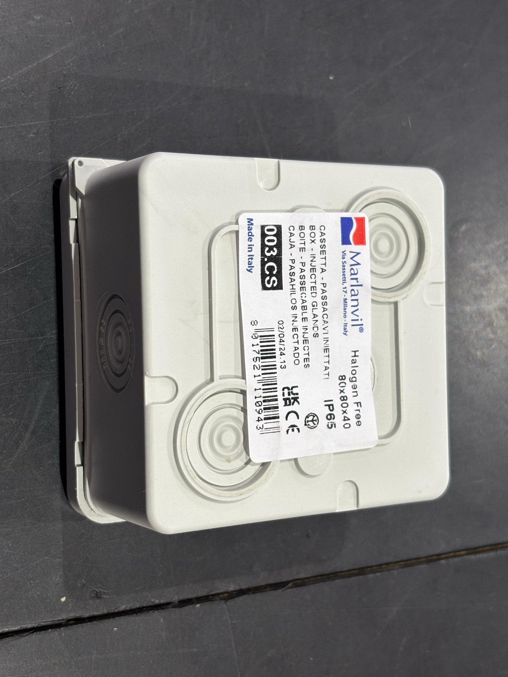 Cassetta di derivazione stagna IP65 80x80x40 mm - MARLANVIL 003.CS