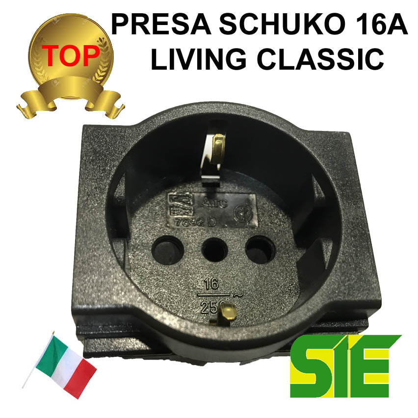 Presa Schuko grigio 2P+T 16A - Compatibile Living Classic - MARLANVIL 7892.D