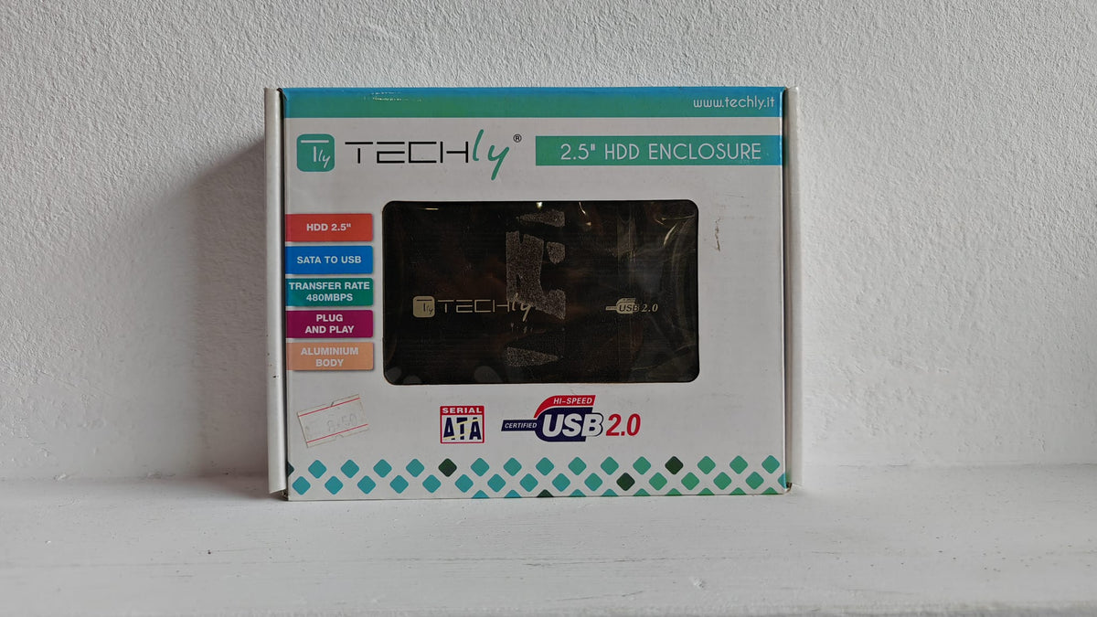 Techly Case BOX esterno portatile per Hard disk 2.5" SATA cavo USB 2.0 HDD SSD Autoalim